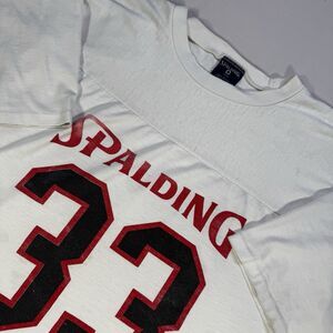 Vintage Spalding Football Jersey Style T-Shirt Single Stich 3/4 Sleeve